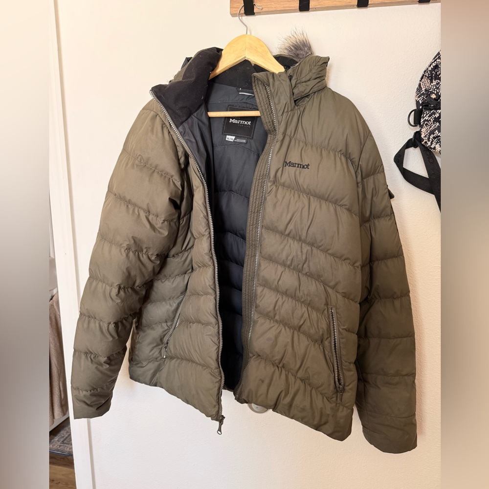 Marmot 700 fill down jacket with fur trim hood